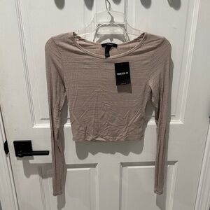 Forever 21 Taupe Ribbed Crop Top
